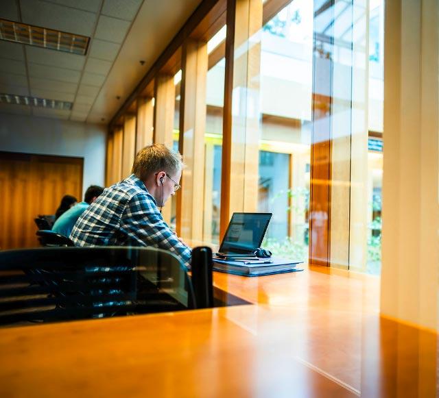 Library with Laptop